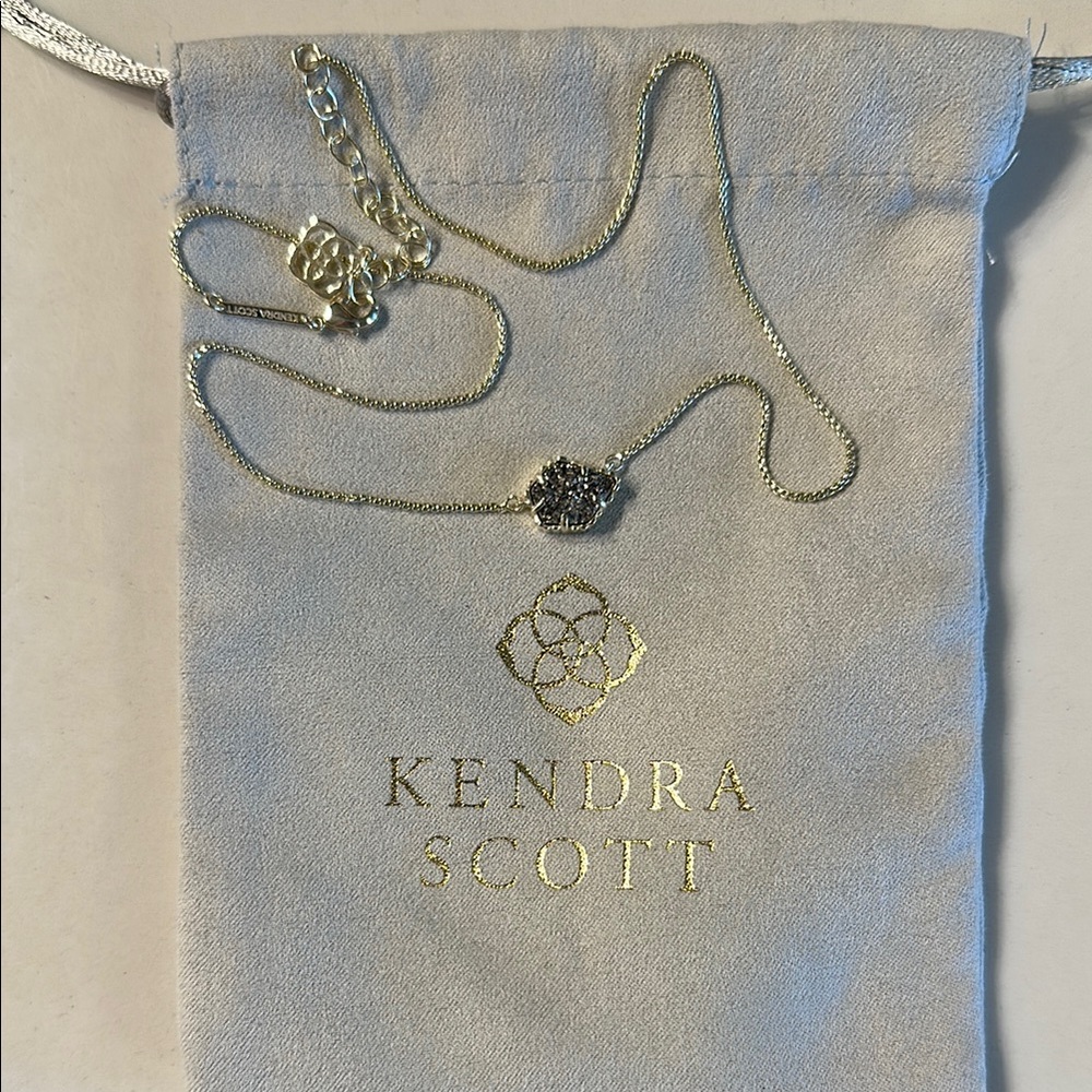 Kendra Scott Gold Theo Necklace with Sparkling silver Pendant